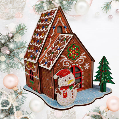 Party Ready 3D Diamond Painting Gingerbread House Christmas Cabin Kit – DIY Holiday Décor, Full Drill Mosaic Art, Festive Craft Kit (Gingerbread House)