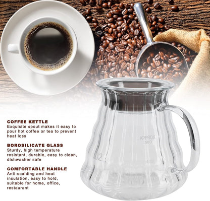 Fdit High Borosilicate Glass Coffee Pot, Exquisite Kettle with Rubber Cover, Coffee Maker for Home, Hotel, Office (1#)