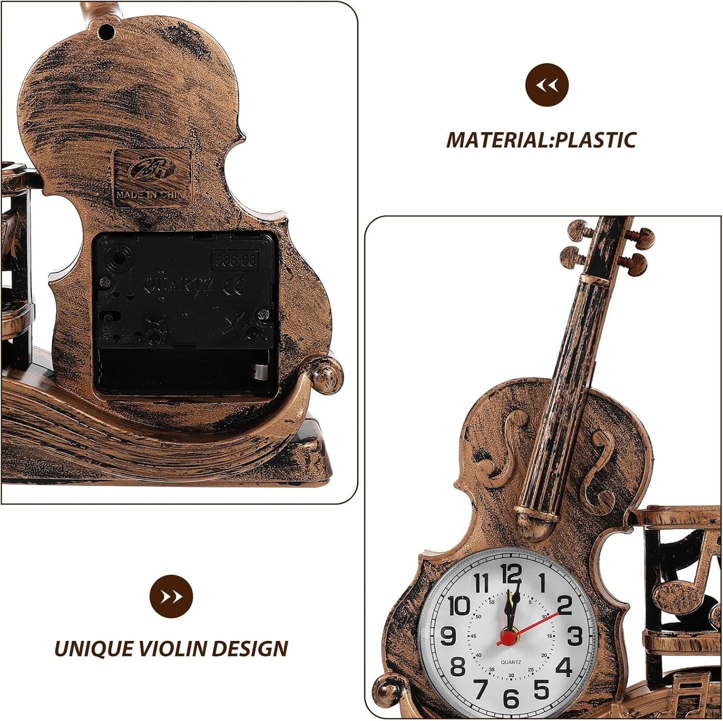 Garneck Violin Pen Pencil Holder, Wooden Stationery Iron Organizer for Desk, Child Plastic Accessories