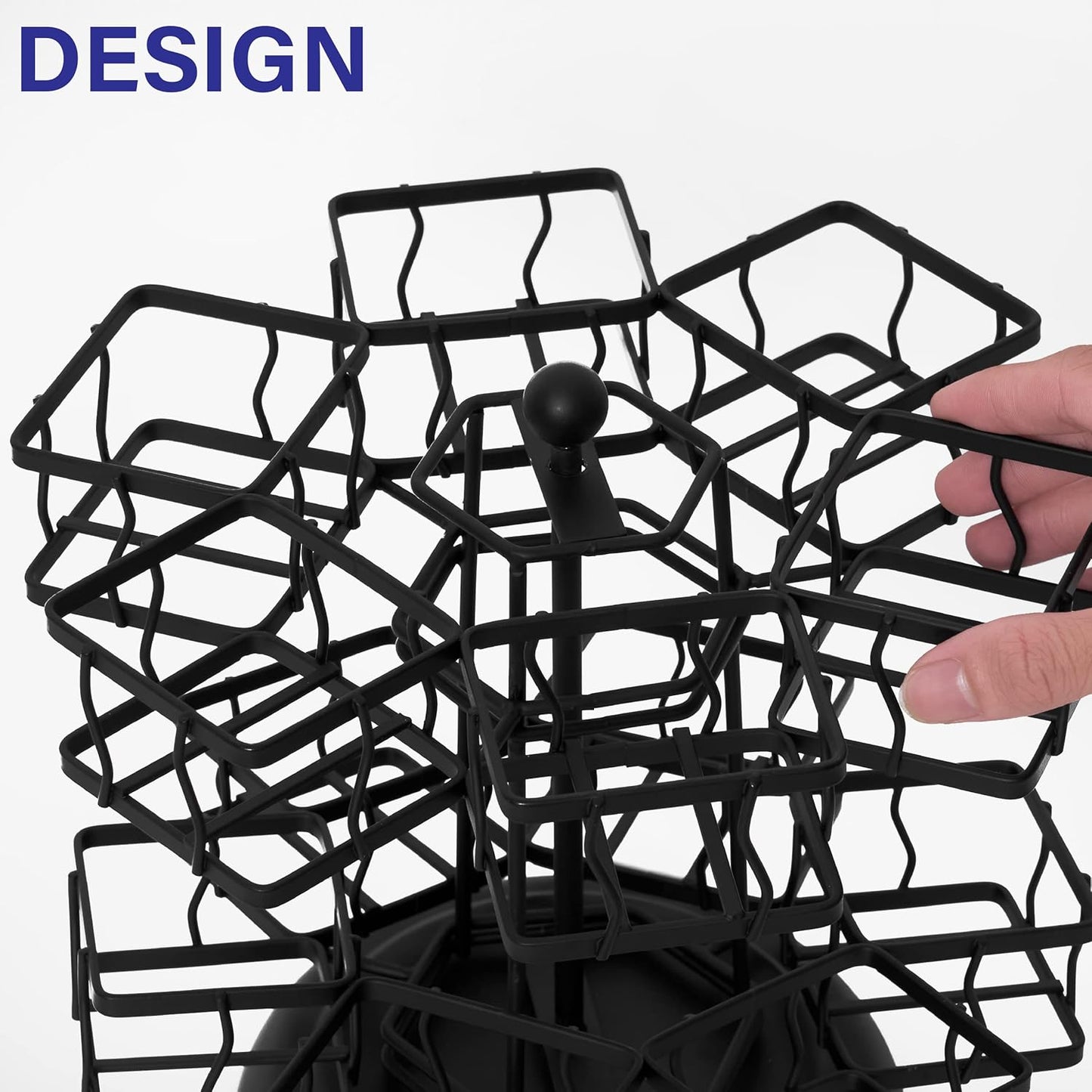12 140 NHZ Tea Bag Organizer - Spinning Carousel Holder With Compartments, Up to Tea Bags Storage, Black Powder Coated
