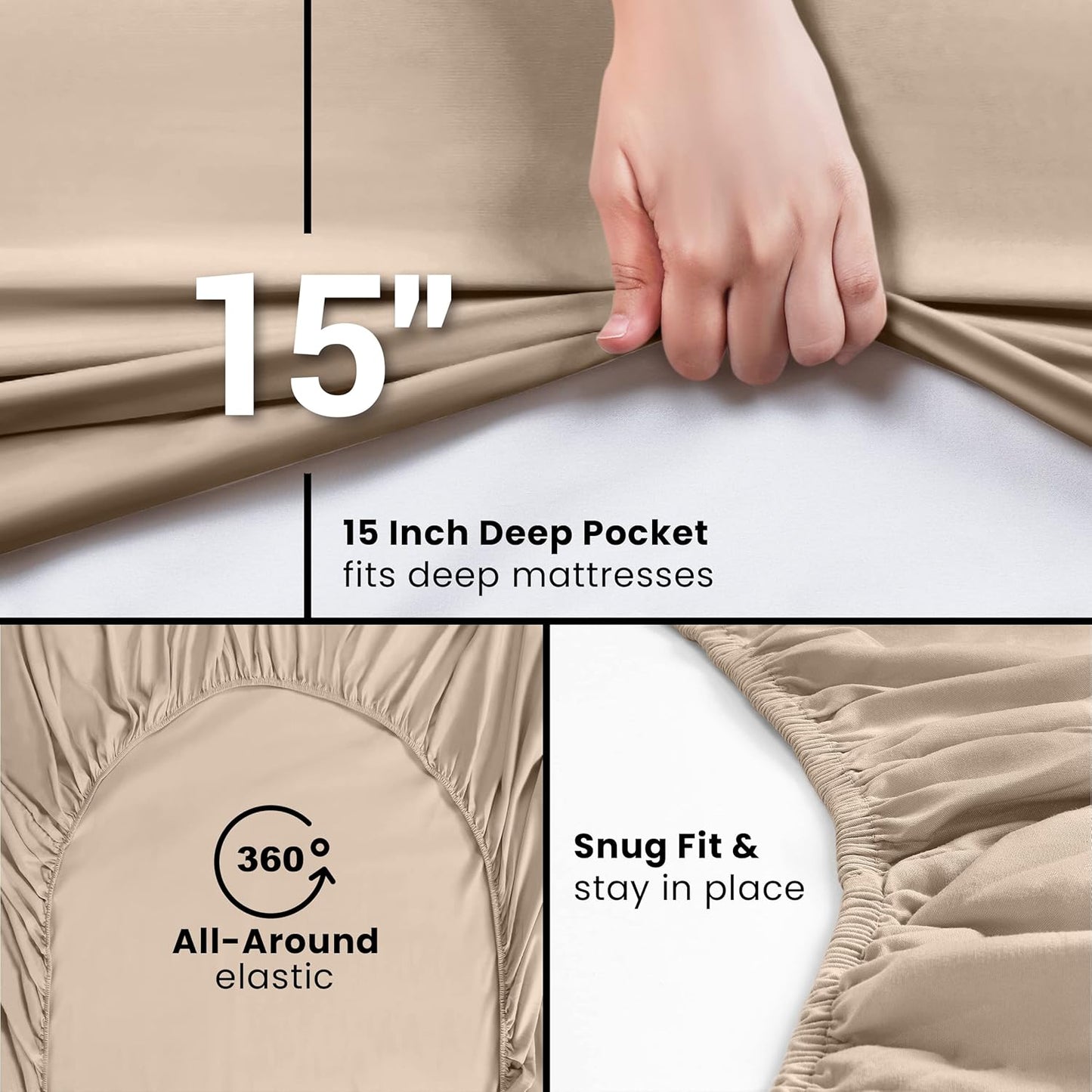 Utopia Bedding Full Fitted Sheet - Soft Microfiber - Deep Pocket - Fade Resistant - Beige