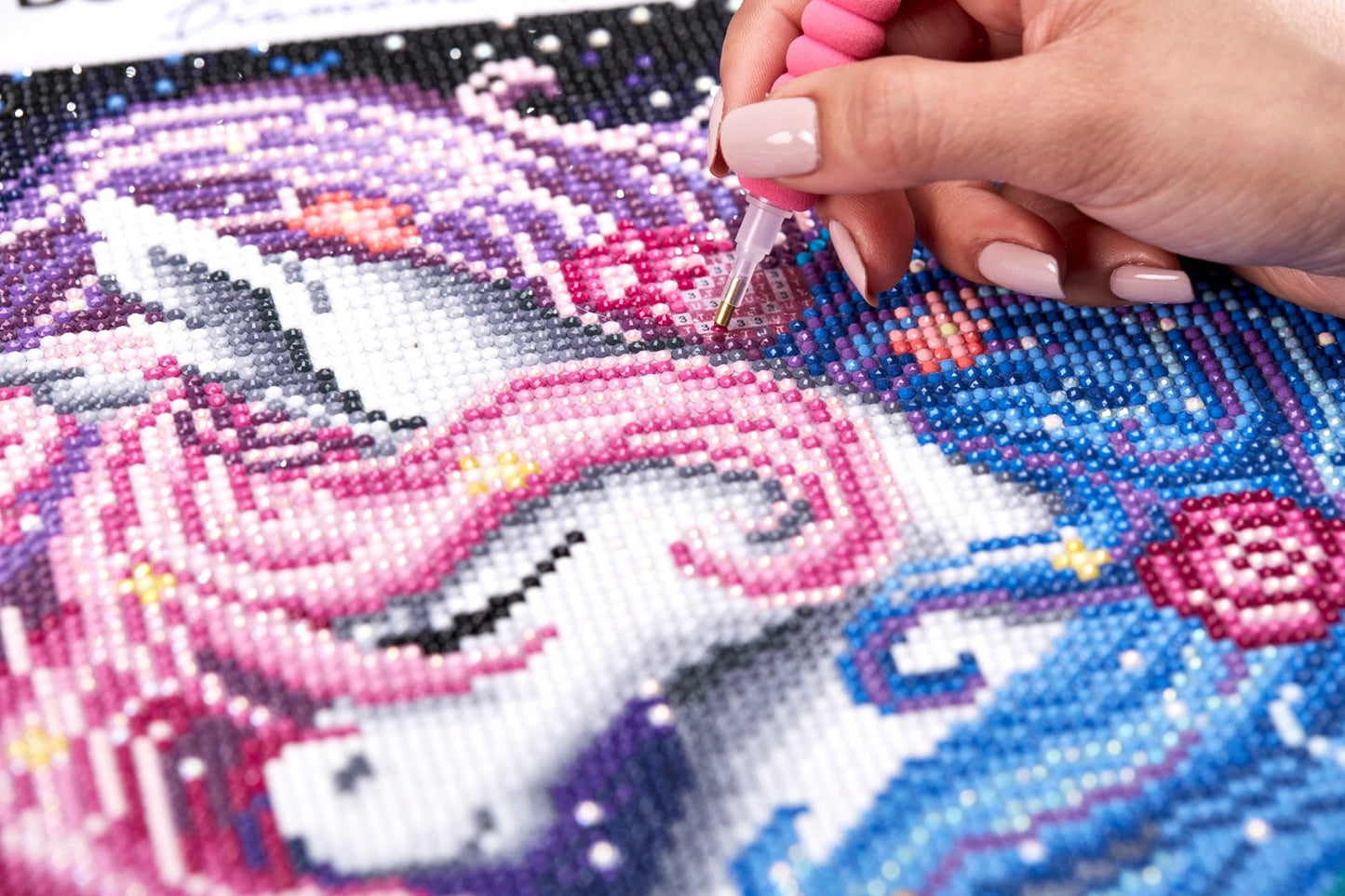 DIAMOND ART CLUB Aurora the Unicorn Diamond Painting Kit, Fun DIY Crafts for Adults, Round Diamond Art Canvas, 13" x 13" (33 cm x 33 cm)