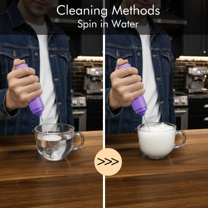 Rechargeable Milk Frother Handheld, 2-IN-1 Dual Spring Whisk Electric Frother Wand for Cappuccino Latte Macchiato, Portable Drink Mixer for Coffee, Matcha, Hot Chocolate