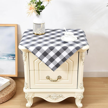 2 Pack 24x24 Inch Wolkemer Small Square Tablecloth Farmhouse Checkered Grey and White Gingham Nightstand Table Cloth