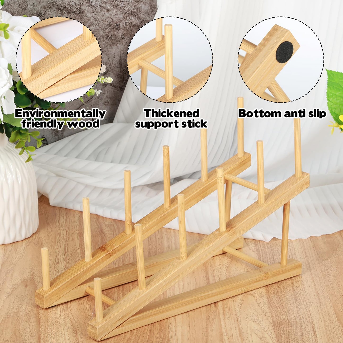 3 Pcs Bookshelf Holder, Wood Book Stand for Display 5-Tier Tabletop Small Kids Bookshelf Portable Book Rack Organizer Plate Holder for Vendor Events Art Platter Craft Show Retail Magazine Record