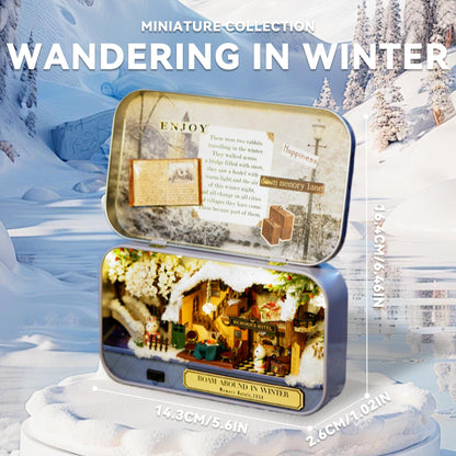 Flever Dollhouse Miniature DIY House Kit Creative Room with Furniture and Cover for Romantic Valentine's Gift(Roam Around in Winter)