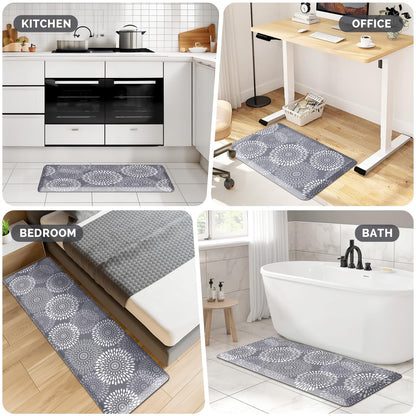 LuxStep Kitchen Mat Waterproof Kitchen Rugs for Floor Cushioned Anti-Fatigue Mat Non-Slip Standing Desk Mat Comfort Floor Mats for House Sink Office 17.3" x 28" Grey