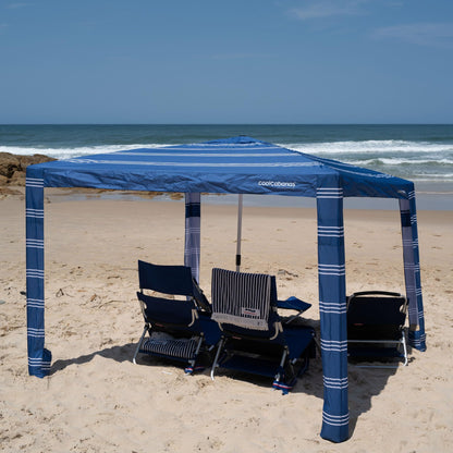 CoolCabana Beach Shade Tent - Easy Setup, UPF 50+ Protection, Large & Medium Sizes, Compact & Wind Resistant - Beach Cabana for The Whole Family - Coronado Navy, Medium