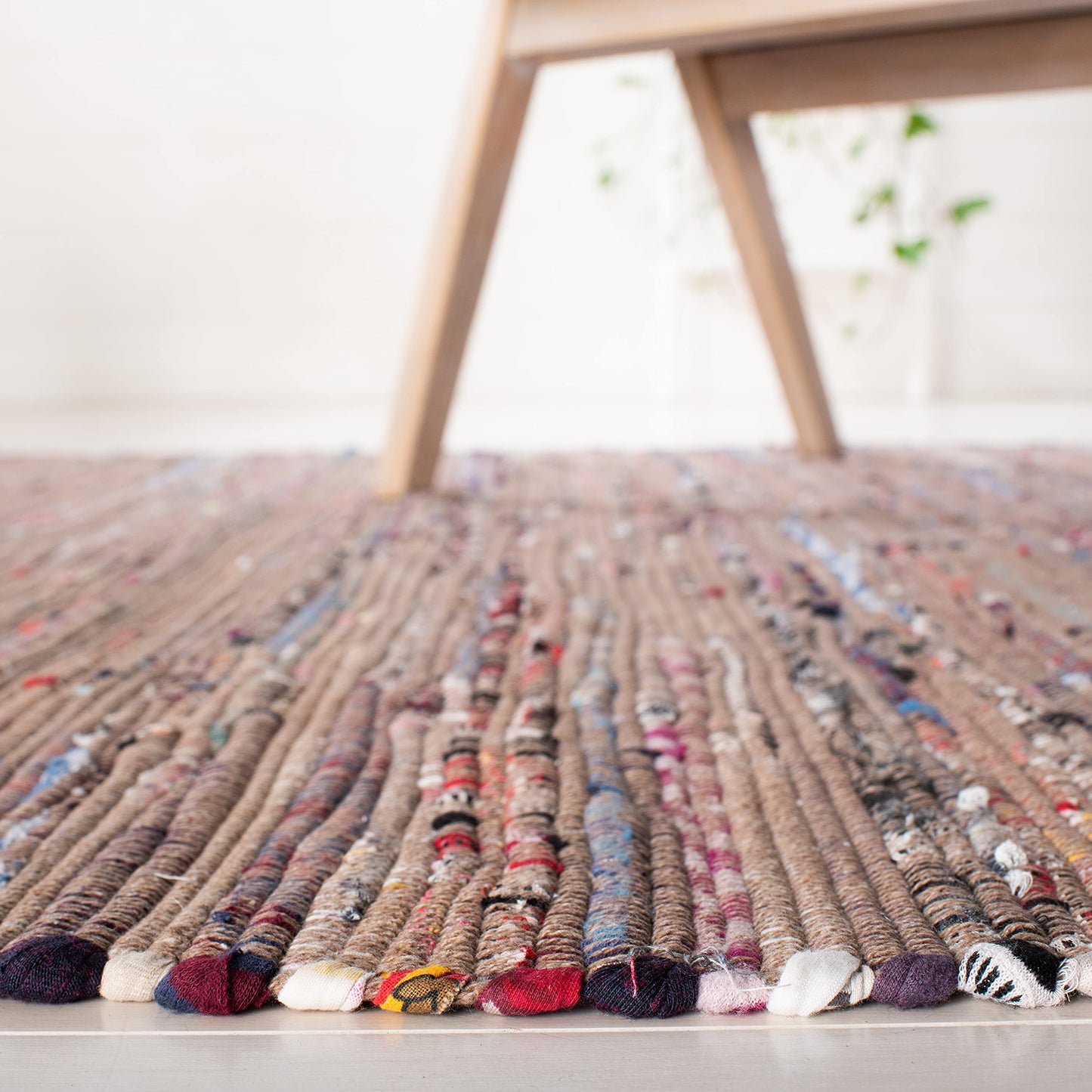 SAFAVIEH Rag Rug Collection X-Large Area Rug - 11' x 15', Rust & Multi, Handmade Boho Stripe Cotton, Ideal for High Traffic Areas in Living Room, Bedroom (RAR121E)