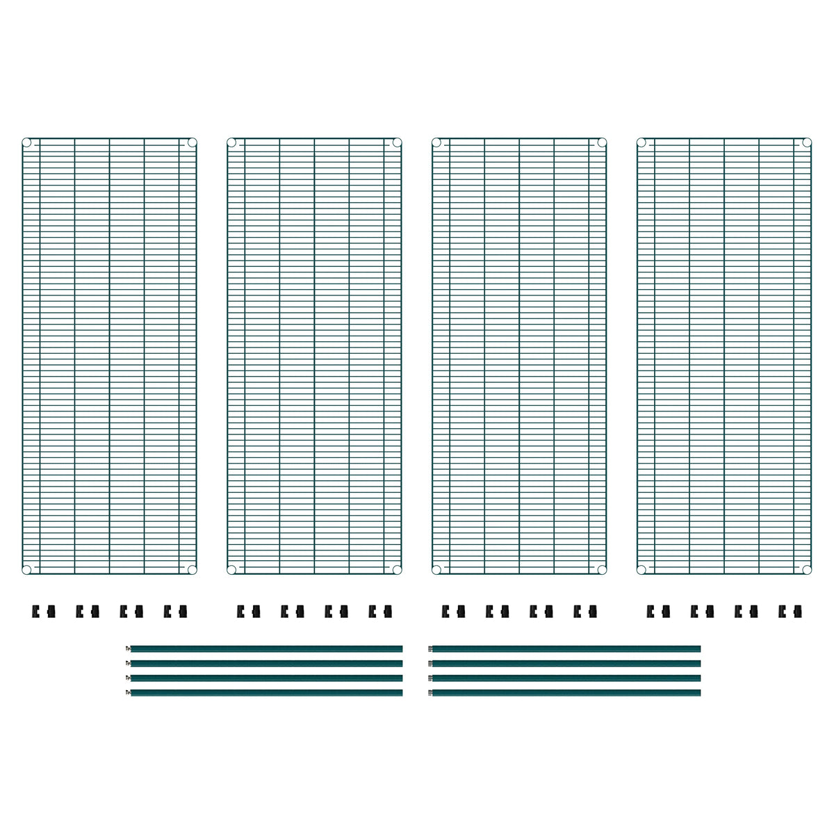 METRO Super Erecta Metroseal Green Epoxy Shelving Unit - Industrial Wire Shelving for Restaurants, Kitchens, Walk-in Coolers/Freezers with Microban - 4 Tier, 2000 lbs Capacity, 24” W x 60” L x 74” H