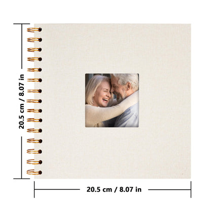 Yopih Linen Covered Scrapbook Photo Album, 8x8 Inches with Hardcover Kraft White Pages - Ideal for Travel, Wedding, Guest Book, Christmas, Baby Shower (20 Sheets/40 Pages)
