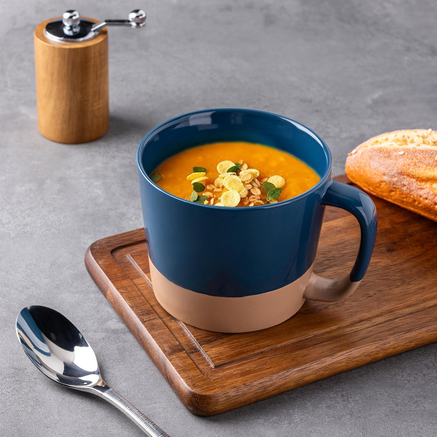 AmorArc 24 Ounces Soup Bowls with Large Handles and Lids, Stoneware Bowls for Soup, Cereal, Stew, Noodle, Colourful Ceramic Kitchen Bowls, Microwave & Dishwasher Safe (Multi-Color, Set of 2)