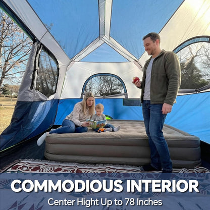 PEAK OUTDOORS Instant Tent 6/8 Person Tents for Camping, 60 Second Easy Setup Portable Camping Cabin Tent with Rainfly, Waterproof Pop Up Tents for Family Camping & Hiking with Expandable Carry Bag