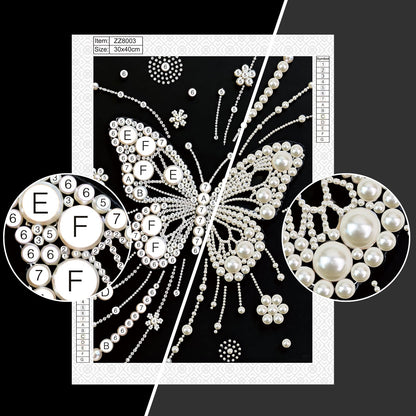 LazyFold DIY Pearl Diamond Art Painting Crafts Kit,White Butterfly Creative Diamond dots Wall Decor for Bedroom Study Home Decor,Handmade Thoughtful House Present