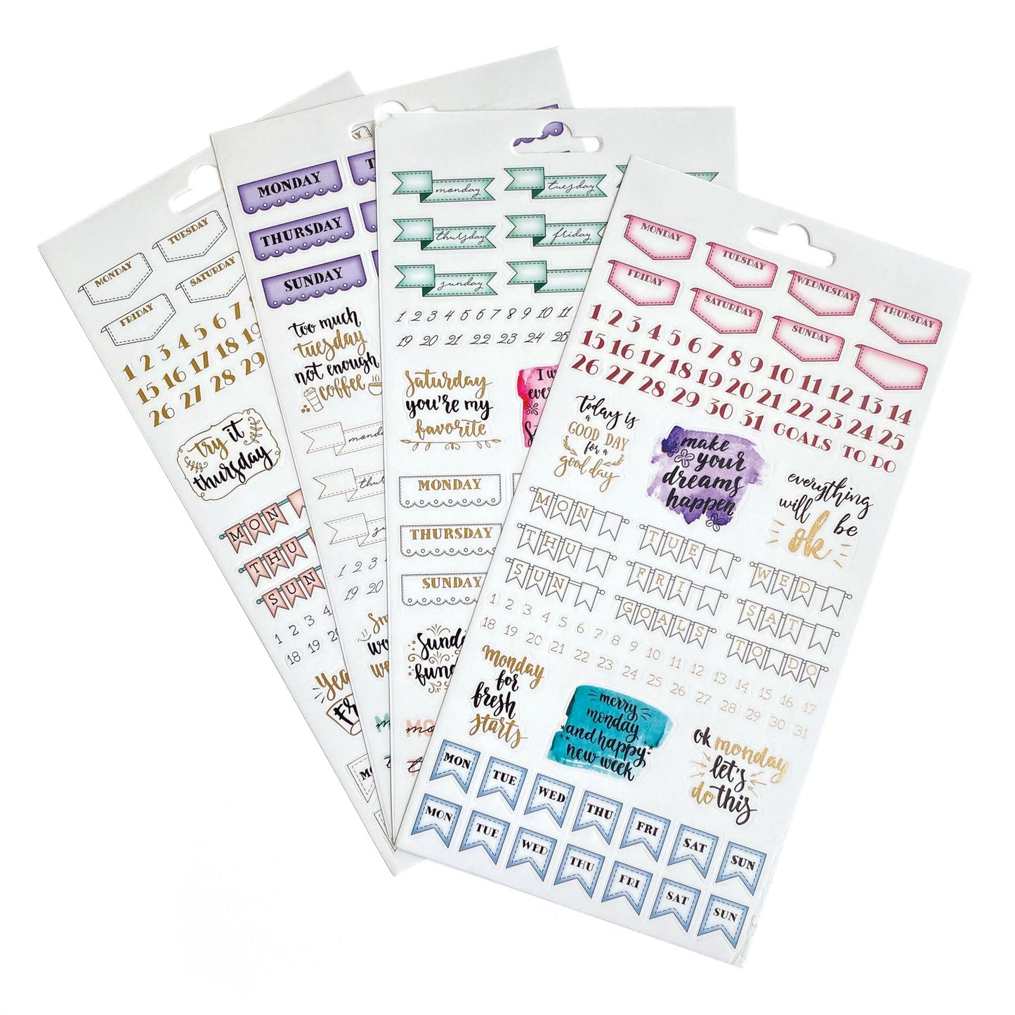 Paper House Productions Planner Sticker Essential Set of 4 Packs of 4 Sticker Sheets for Planners, Journaling and Crafting