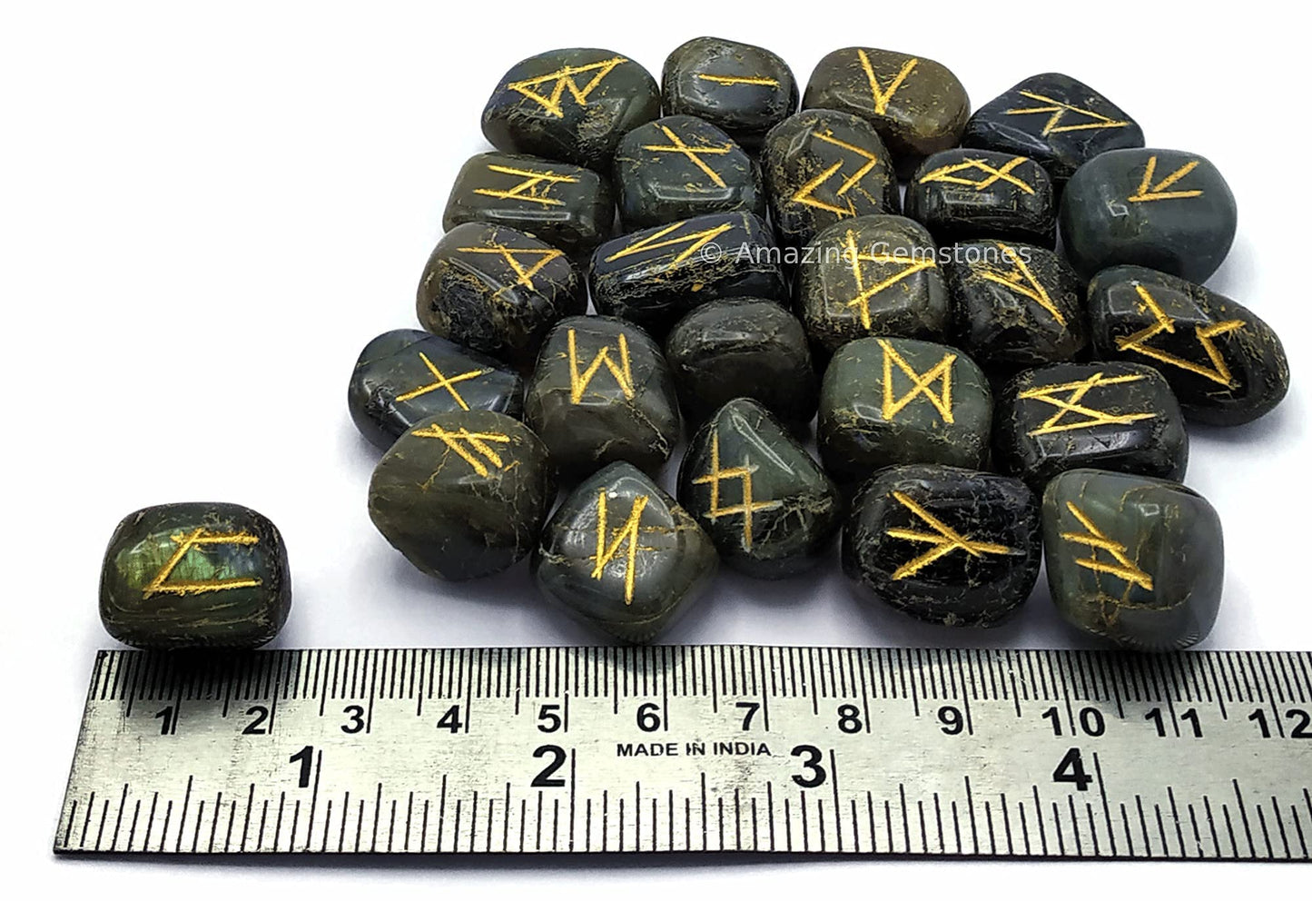Amazing Gemstone Labradorite Crystal Runes Set of 25 Engraved Rune Stones with Runes Book PDF