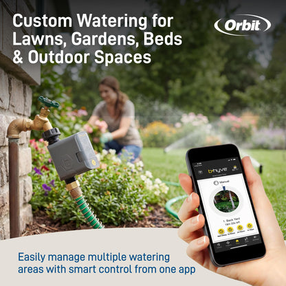 Orbit B-hyve Gen 2 Smart Hose Watering Timer with Wi-Fi Hub - Smart Hose Watering Timer - Wi-Fi System - App Controlled - Weatherproof AA Battery Powered - 90204