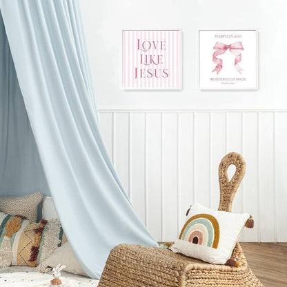 LARTSFRO Coquette Pink Bow Wall Art Decor - Inspirational Christian Posters for Teen Girls | Set of 4, 10x10 Inch Unframed