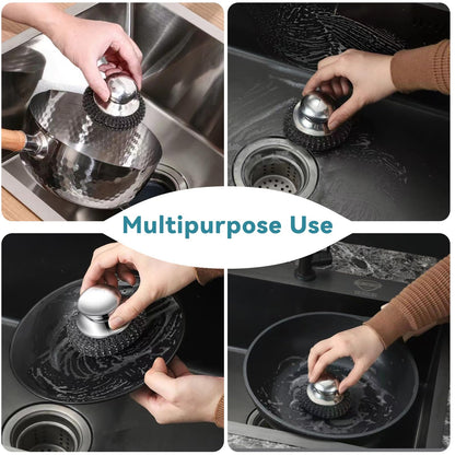Steel Wool Scrubber, Oven Cleaner Brush, Stainless Steel Scrubber and Crevice Brushes Cleaning Set for Dishes, Iron, Pots, Stoves, Barbecue Grills, Sink