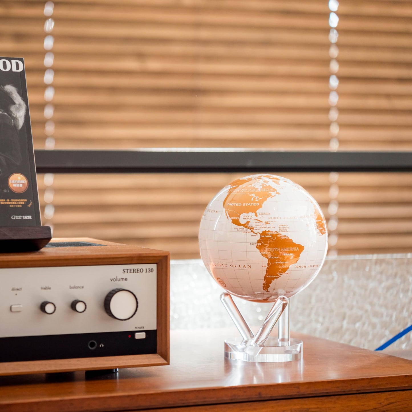 MOVA Globe - Pearl White and Gold Prestige (8.5") | Solar-Powered Rotating World Globe for Desk | Elegant Modern Decor | No Batteries or Wires