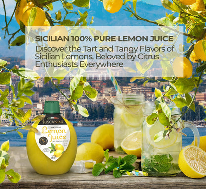 Tuscanini 100% Sicilian Lemon Juice, Not from Concentrate, 6.7oz Lemon Shaped Squeeze Bottle (12 Pack) No Water Added | Product of Italy | Certified Kosher (Including Passover)