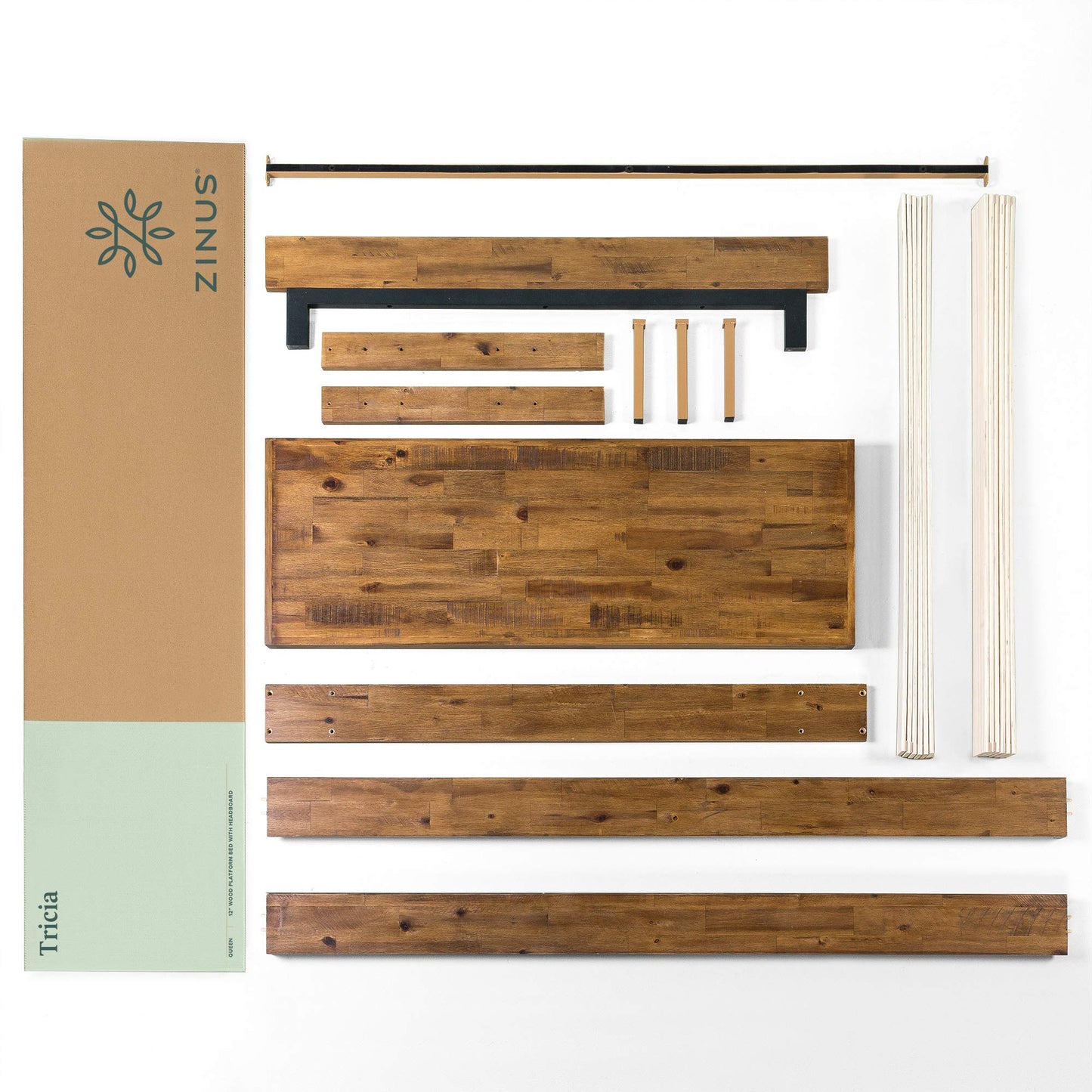 Zinus Tricia Wood Platform Bed Frame with Adjustable Headboard/Wood Slat Support with No Box Spring Needed/Easy Assembly, King