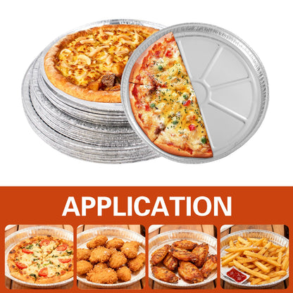 Hiyoo 30 Pack Aluminum Pizza Pans, 7/8/9 Inch Disposable Round Foil Bakeware Trays for Making Pizzas, Focaccia, Giant Size Chocolate Chip Cookie Cake Tin, Serving Trays