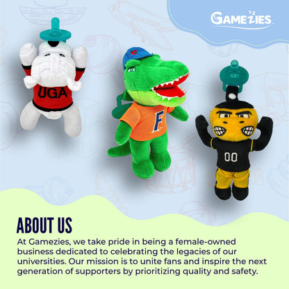 Gamezies Baby Boy and Girl Silicone First Responder Firefighter Stephen Pacifier with Detachable Plush Toy Holder, CPSIA Tested, BPA-Free 0-6 Months
