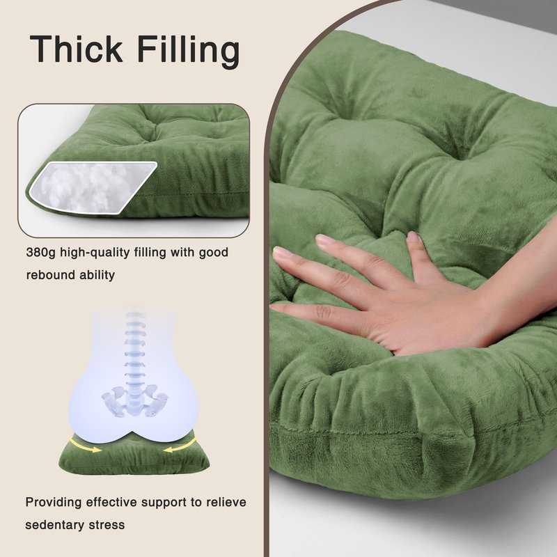 OVOV 4 Pack Chair Cushions for Dining Chairs Soft Seat Cushions for Kitchen Desk Chairs Square Chair Pads with Ties (15.5"x15.5" Green)