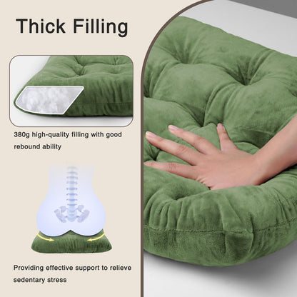 OVOV 4 Pack Chair Cushions for Dining Chairs Soft Seat Cushions for Kitchen Desk Chairs Square Chair Pads with Ties (15.5"x15.5" Green)