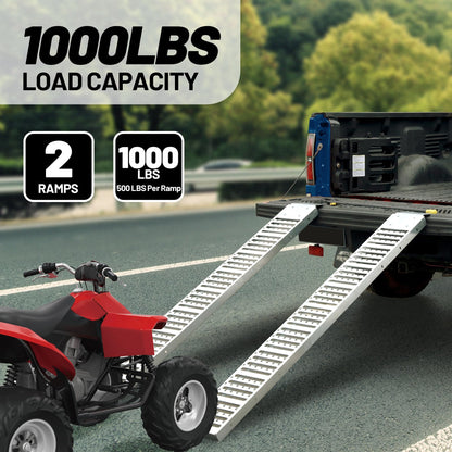 Rockland 72" x 9" Steel Truck Ramps, 1000 LBS Capacity, Portable Trailer Ramps for Motorcycles, Ebikes, Dirtbikes and ATVs, Heavy Duty Loading Ramps Ideal for Trailer Pickup Truck, 2 Pcs