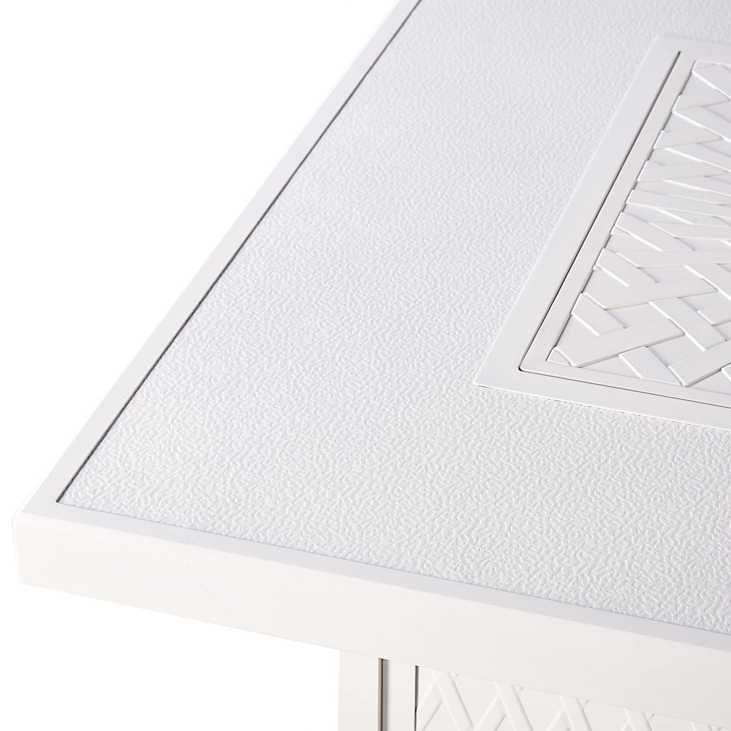 Oakland Living Square 42 in. x 42 in. Aluminum Propane Fire Pit Table with Glass Beads, Two Covers, Lid, 57,000 BTUs in White Finish