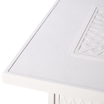 Oakland Living Square 42 in. x 42 in. Aluminum Propane Fire Pit Table with Glass Beads, Two Covers, Lid, 57,000 BTUs in White Finish