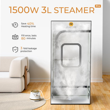 RelaxCube Portable Steam Sauna Pro 1500W 3L, Sauna Tent with Ergonomic High Back Sauna Chair, Full Body Personal Sauna Box for Home Spa Indoor, 75”x35”x35” XL Size, Gray
