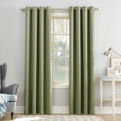 Sun Zero Soho Blackout Grommet Curtain Single Panel, 54" x 95", Sage Green, Energy Efficient