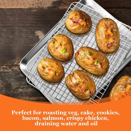 Leonyo Jelly Roll Pan Set - Nonstick Baking Sheet with Cooling Rack | 16 x 12 Inch, 2 Trays + 2 Racks