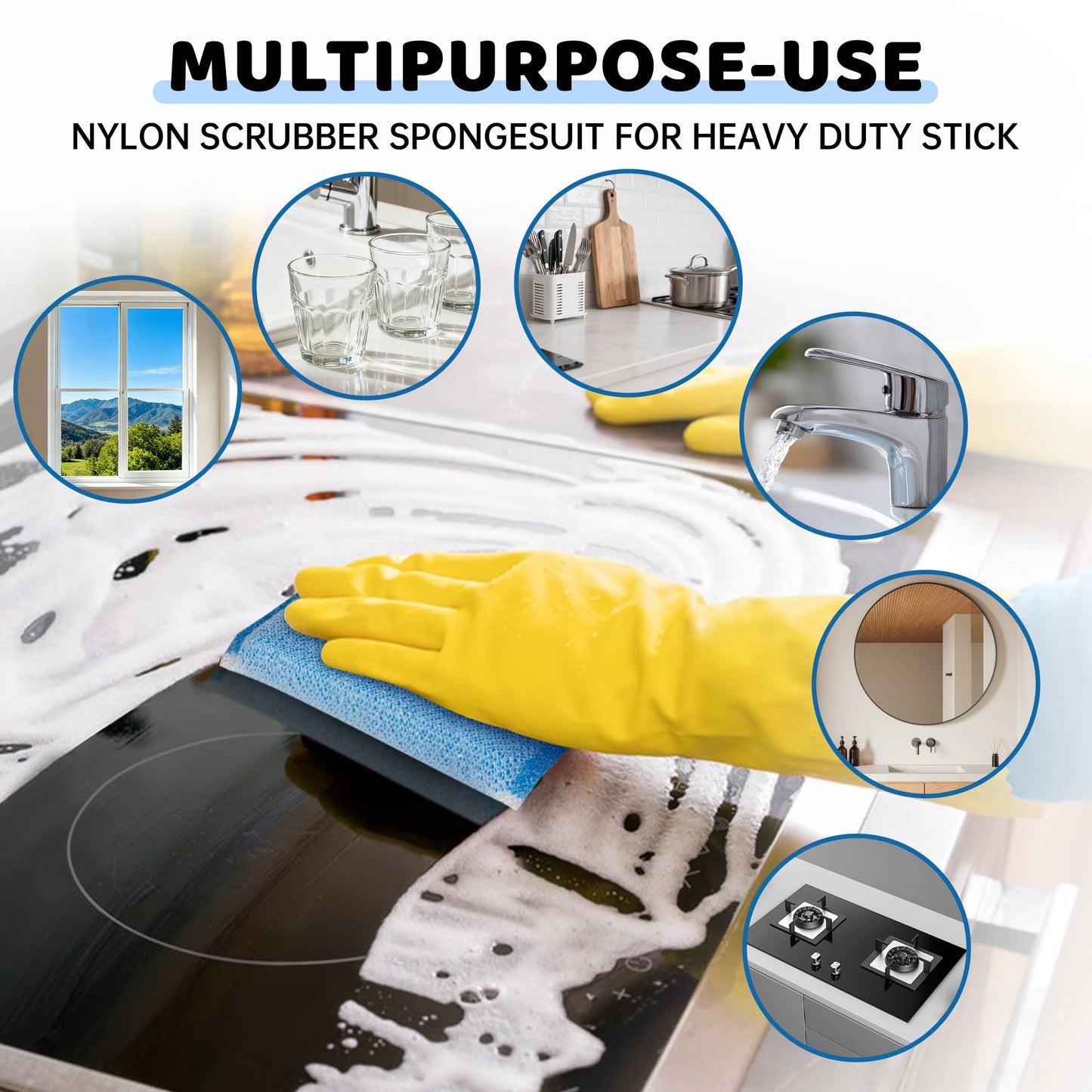 20 Pack All-Purpose Kitchen Sponges, Non Scratch, for Washing and Cleaning Dishes, Non-Stick Cookware, Premium Scrubbers, Ideal for Kitchen, Bathroom