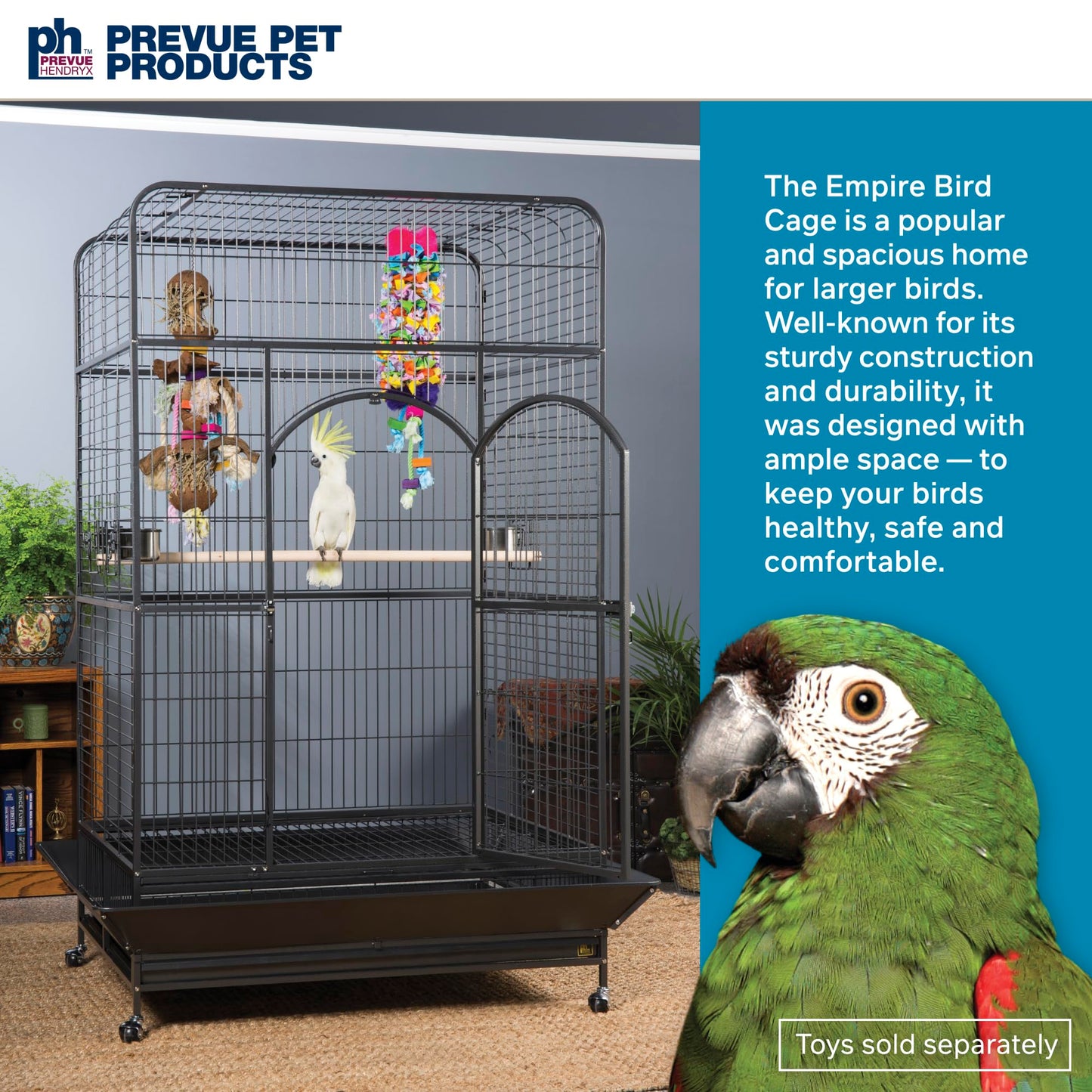 Prevue Pet Products Empire Bird Cage, X-Large, Black Hammertone,46" L x 36" W x 78 1/4" H