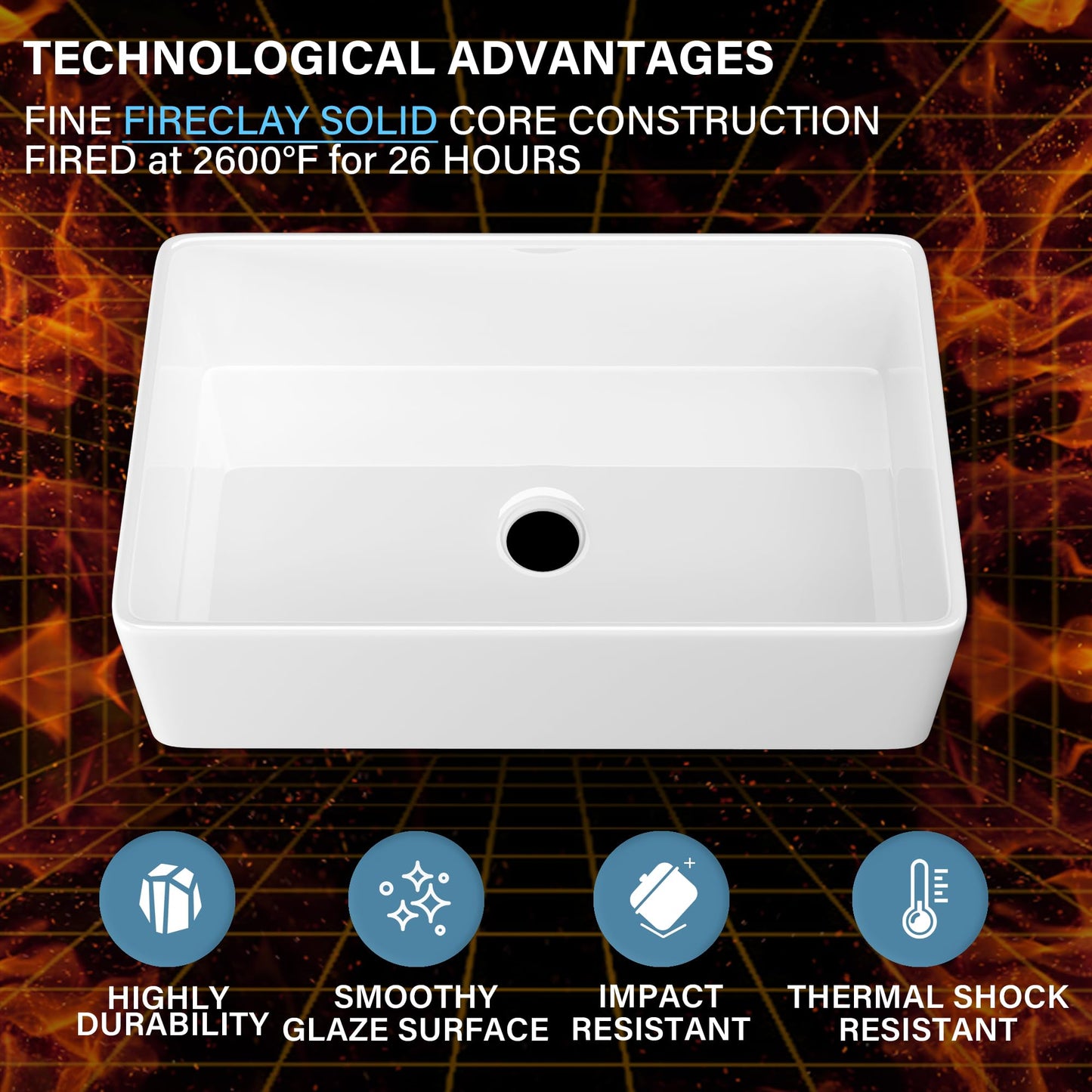 HOMLYLINK White Farmhouse Sink 33 x 20 Inch, Large Firecaly Apron Front Undermount Farm Sink Heavy Duty Deep Single Bowl, with Custom Accessories 2 Types, Pure White, for Kitchen
