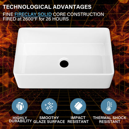 HOMLYLINK White Farmhouse Sink 33 x 20 Inch, Large Firecaly Apron Front Undermount Farm Sink Heavy Duty Deep Single Bowl, with Custom Accessories 2 Types, Pure White, for Kitchen
