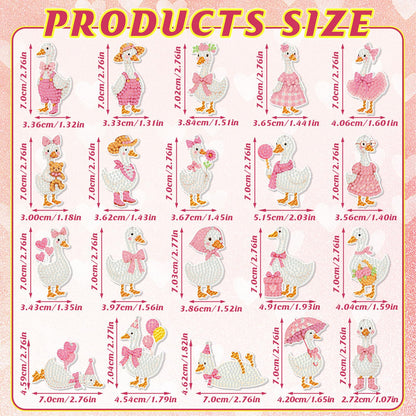 FairySandy 20 Pcs Silly Goose Diamond Painting Keychains Pink Bow Goose Diamond Key Chain Kits for Adults 5d Single Side Cute Farm Animal Hanging Ornament for Beginners DIY Crafts Party