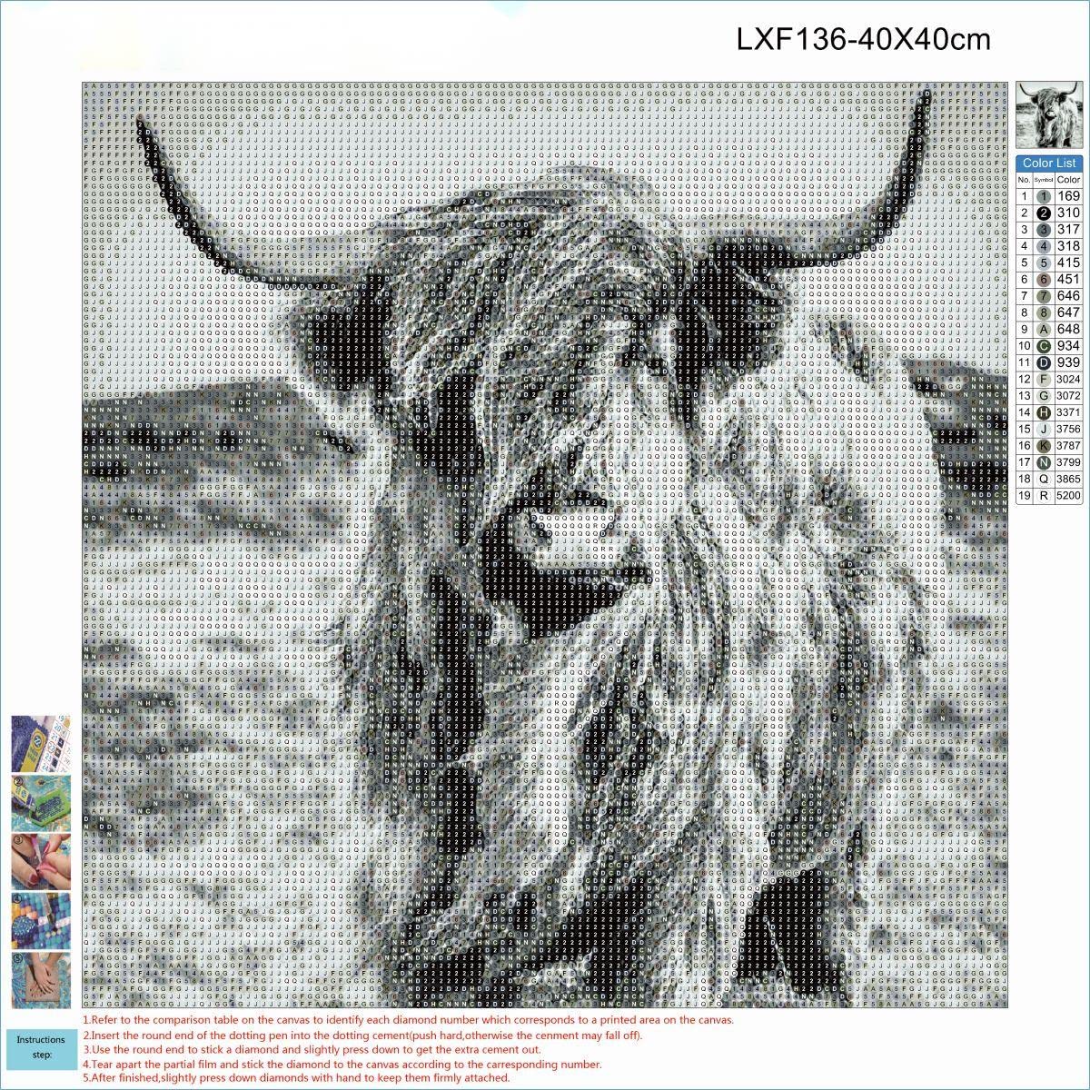DIYPAINTING 5D DIY Diamond Painting Highland Cow 16X16 Full Drill Round Drill Crystal Rhinestone Embroidery Pictures Arts Craft for Home Wall Decor Gift