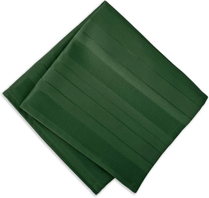 Newbridge Satin Stripe No-Iron Tablecloth, Soil Resistant Fabric with Set of 4 Napkins, Hunter Green