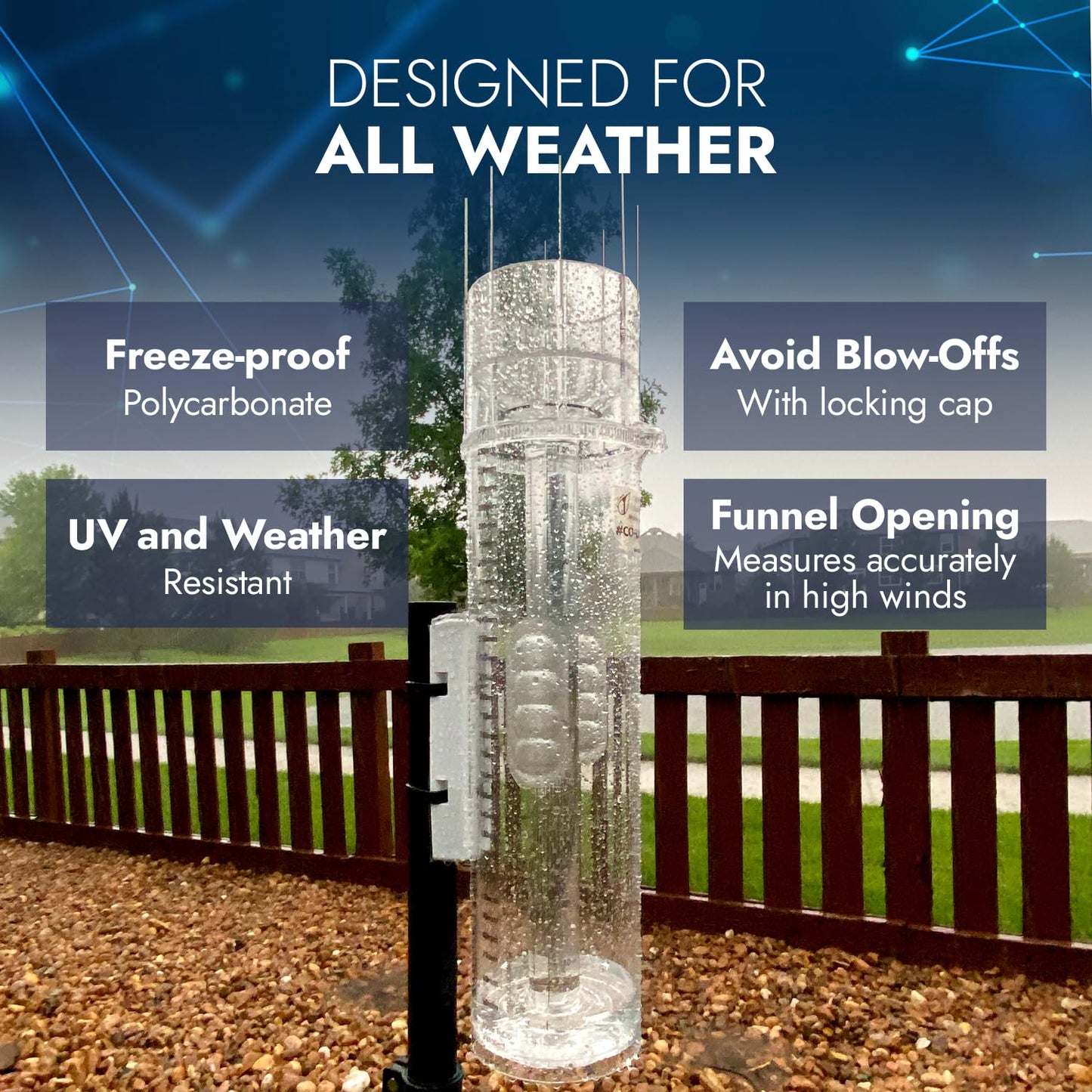 CLIMALYTIC Tropo Rain Gauge & Snow Gauge - Freeze-Proof All Weather Gauge for Extended Outdoor Use - Large 13.5” Capacity - Professional, CoCoRaHS-Approved Accuracy - Easy-to-Use Rain & Snow Meter