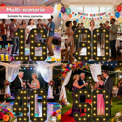 4FT Marquee Light Up Numbers, Black Giant Marquee Number 6, Pre-Cut Foam Board Set Can Be Used for Birthdays,Weddings,Party Anniversaries