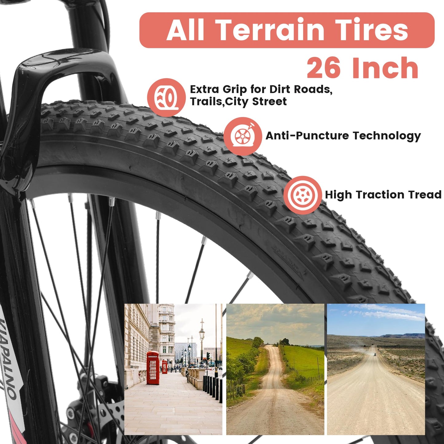 Ecarpat Women's Mountain Bike 26 Inch Wheels, 21-Speed Trail Commuter City Mountain Bikes, 17" Carbon Steel Frame Female Bicycles Disc Brakes Front Fork, White