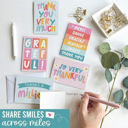 Hadley Designs Bulk Thank You Cards with Envelopes - 54 Kids Thank You Cards For Teachers, Cute Thanks Blank Cards and Envelopes, Fun Appreciation Note Card for Birthday, Baby Shower & Small Business