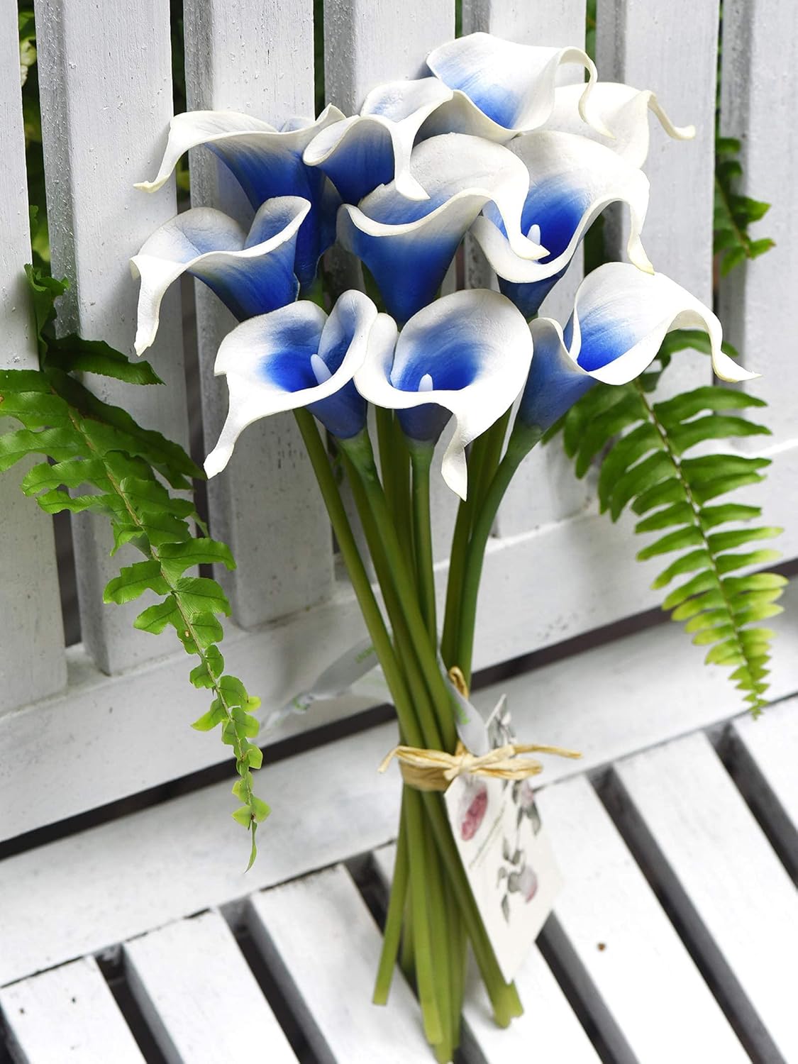 FiveSeasonStuff Real Touch Calla Lily Artificial Flowers - Wedding Bridal Bouquet with 15 Calla Lilies (Silk White &