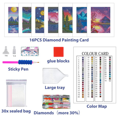 Aestalrcus 12 Pcs Small Diamond Art Kits, Landscape Diamond Art Kits for Adults, DIY Square Diamond Painting 3-Hour Gem Painting for Gift Home Desktop Decor 6.7x8.3 Inch(Without Frame)