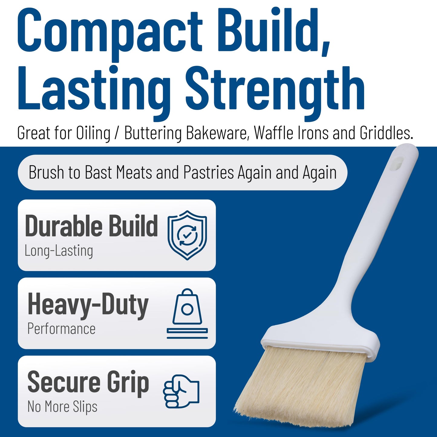 SPARTA 4037900 Meteor Boarhair Basting Brush, Dishwasher Safe With Built-In Plastic Handle, 3 Inches, Brown